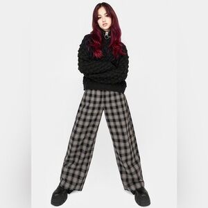 Disturbia Black and Gray Plaid Wide Leg Pants